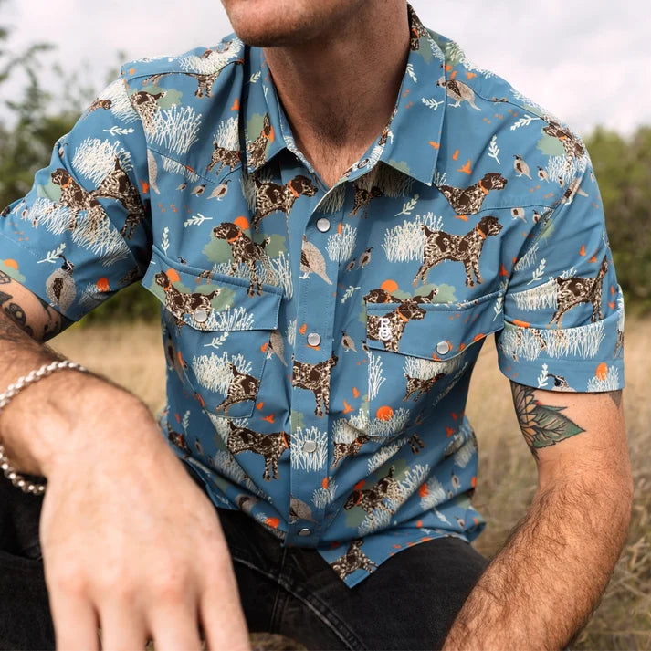 Bird Dog Pearl Snap Short Sleeve Shirt by Raised By Coyotes