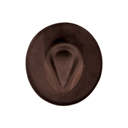 Vegan Pencil Curl Stiff Brim Fedora Hat: Chocolate