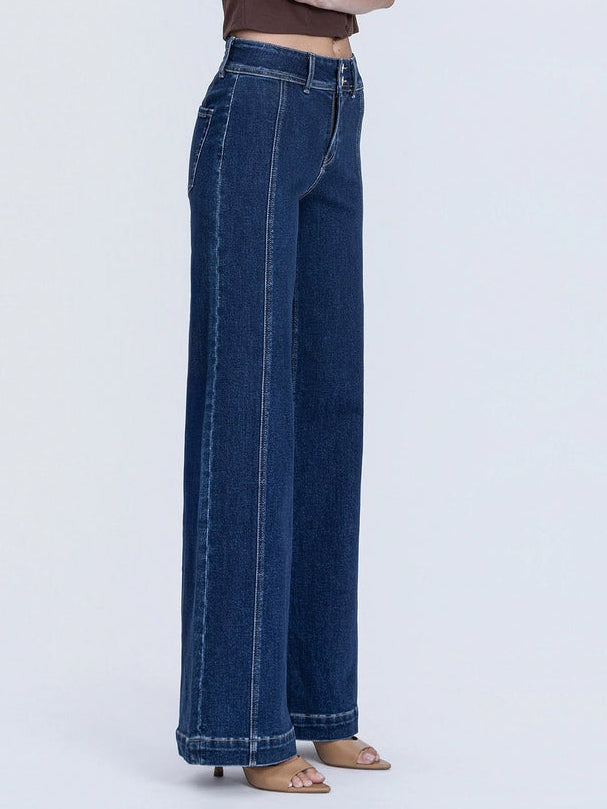 Walk The Line High Rise Front Seam Wide Leg Trouser Jeans