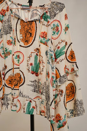 Desert Frames Flare Sleeve Blouse Top