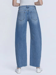 Ranger High Rise Raw Hem Seam Detail Barrel Leg Jeans