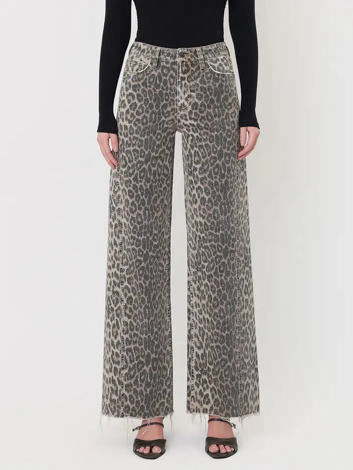 Leopard King High Rise Wide Leg Jeans