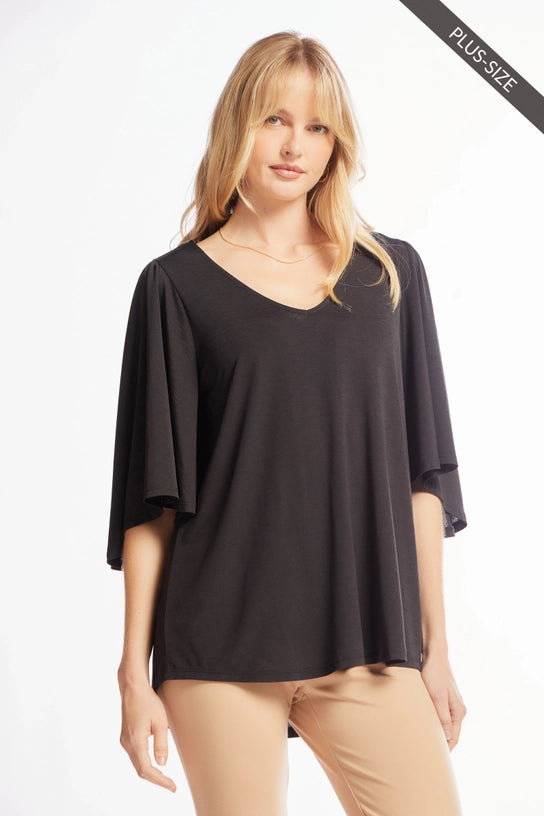 Cali Flutter Sleeve Solid Top