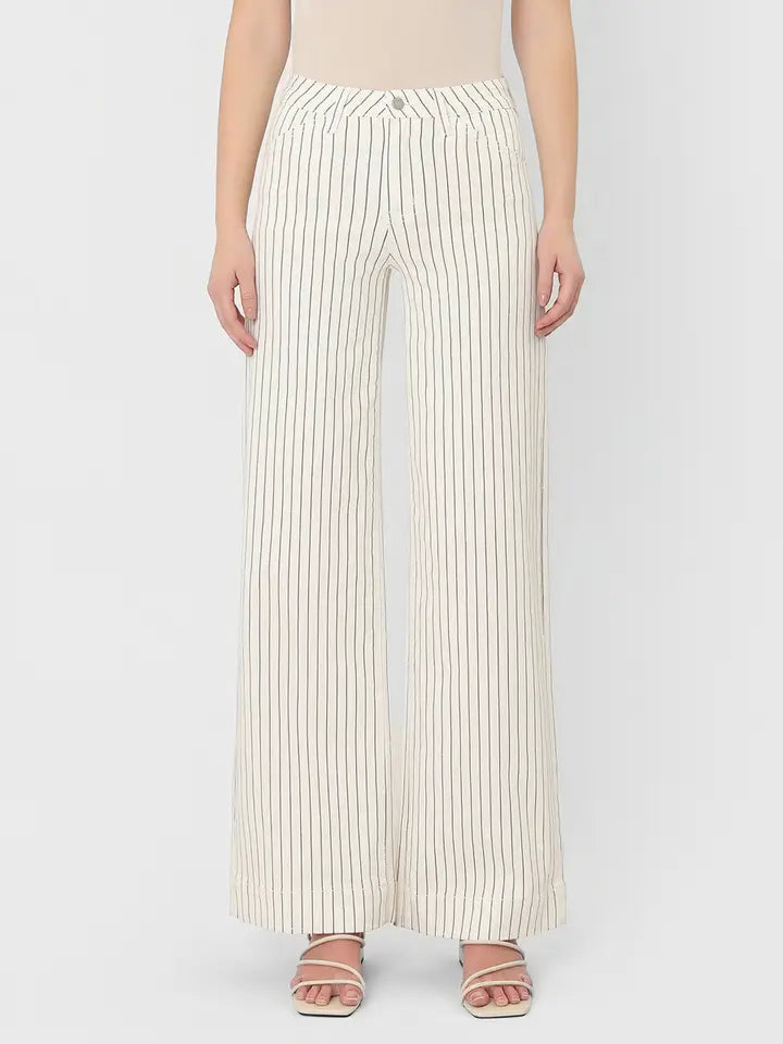 Mob Boss High Rise Striped Wide Leg Jeans