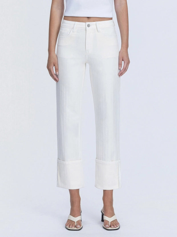 Vanilli High Rise Cuffed Straight Ankle Crop Pants