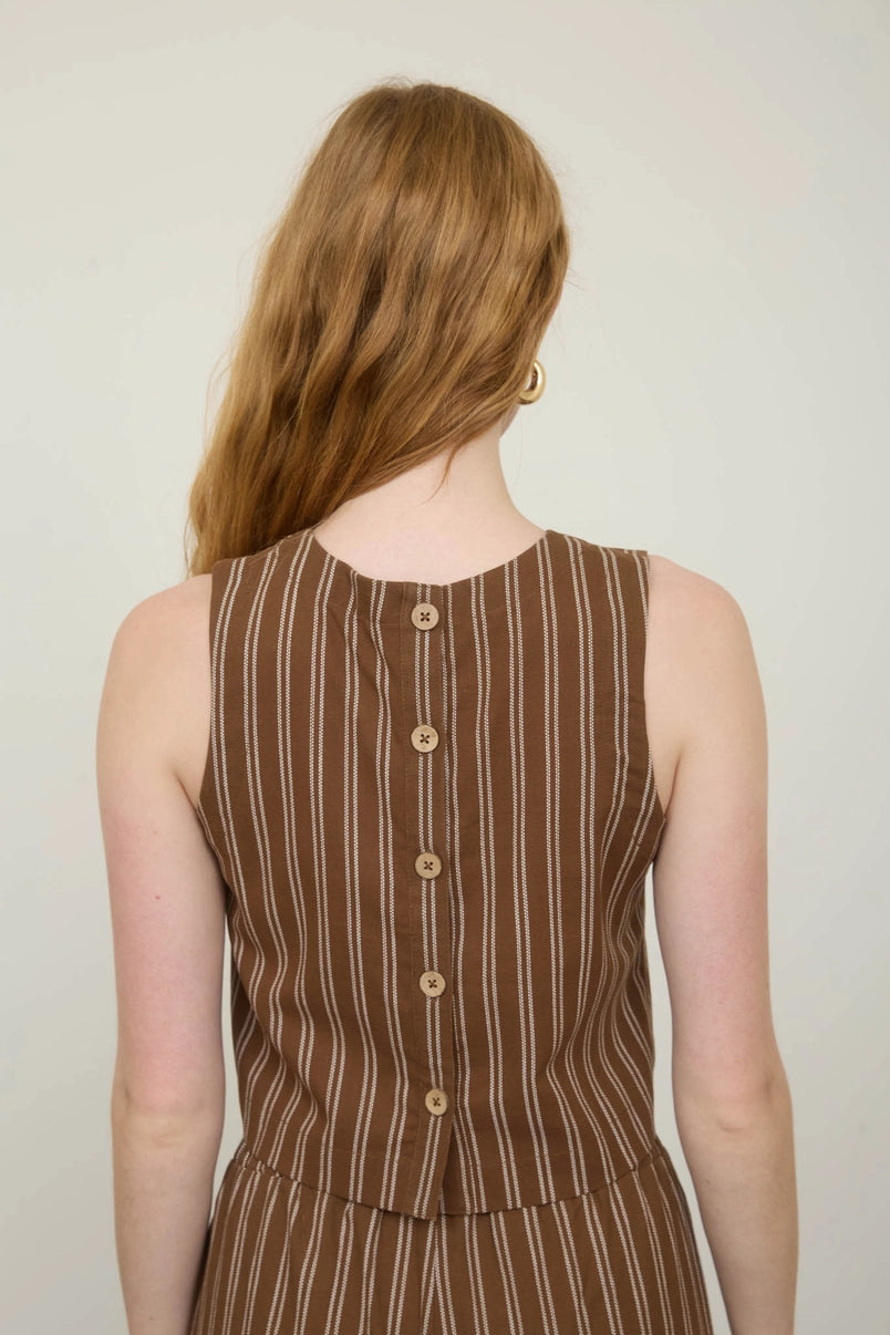 Minda Striped Linen Henley Top and Pants Set