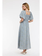 Madge Floral Flutter Sleeve Midi Dress