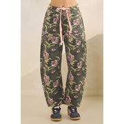Camo-N-Roses Printed Barrel Jeans