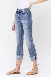 Roadie High Rise Straight Cropped Cuff Leg Jeans