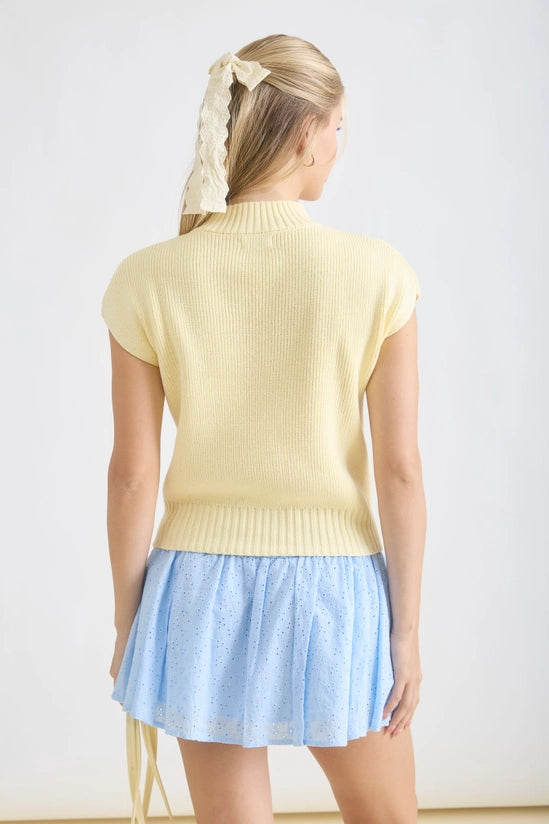 Tricia Mock Neck Short Sleeve Sweater Top