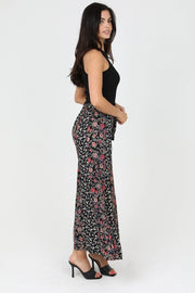 Elvira Black Multi Floral Flare Leg Pant