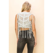 Saloon Lace & Eyelet Fringe Mini Vest