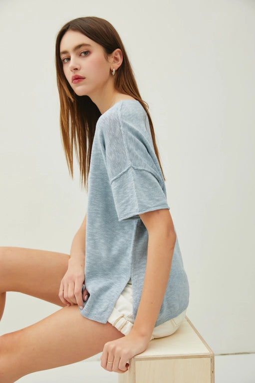 Sheridan Oversized Knit Sweater Tee Top