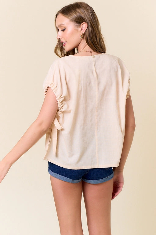 Veronica Side Tie Drawstring Cap Sleeve Top