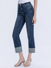 Valley Girl High Rise Cuffed Crop Slim Straight Jeans