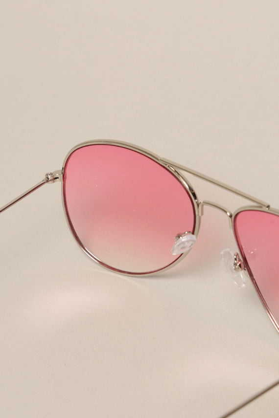 Jetstream Classic Lightweight Round Colored Lenses Aviator Sunglasses