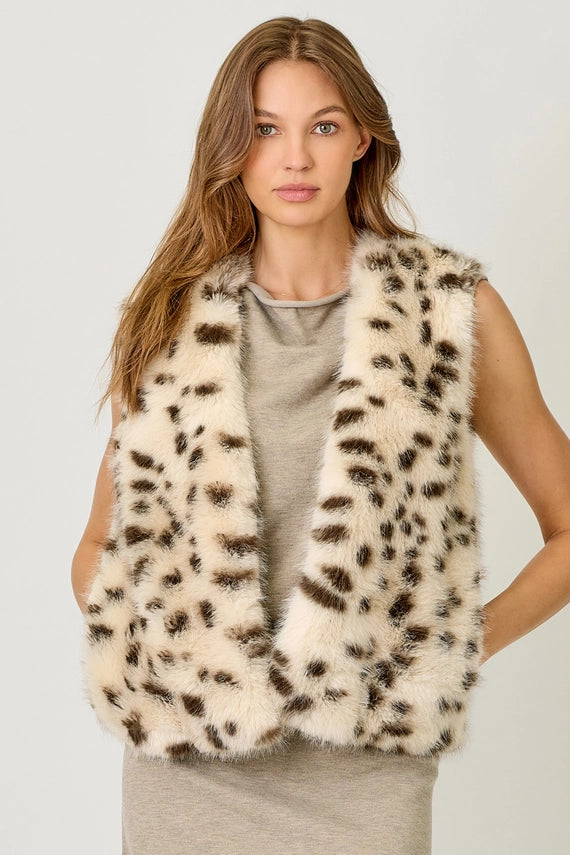 Snow Leopard Faux Fur Minky Vest