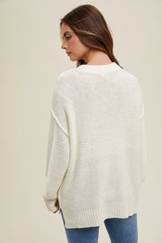 Mylonee V-Neck Sweater with Raw Edge Details
