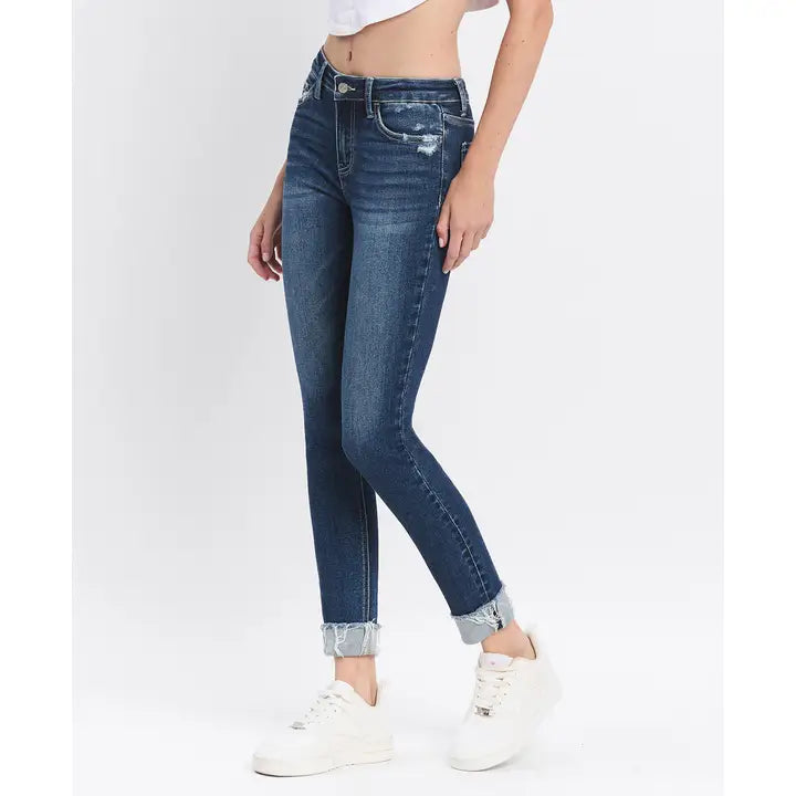 Vixen Mid Rise Cuffed Skinny Jeans