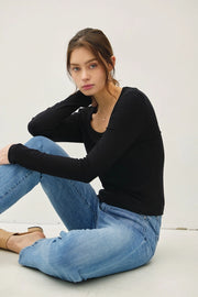 Carla Basics Long Sleeve Scoop Neck Tee