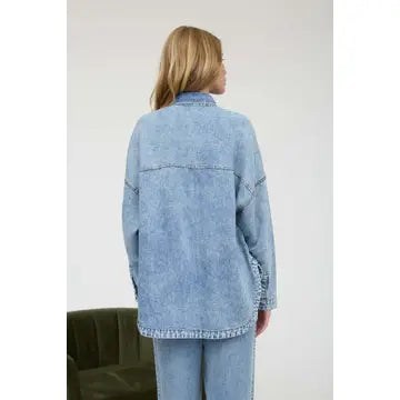 Merrick Washed Denim Button Down Shirt Jacket