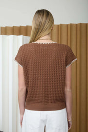 Terra Crochet Open Knit Twisted Mini Cable Knit Top
