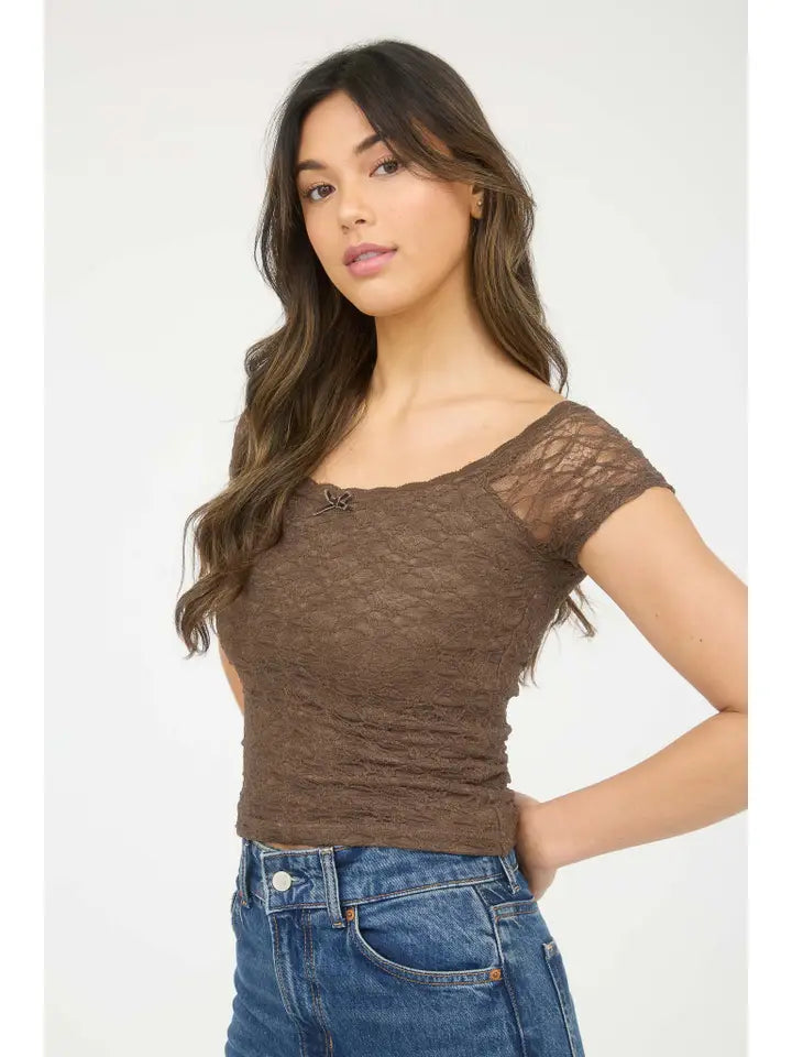 Kira Fitted Lace Knit Top