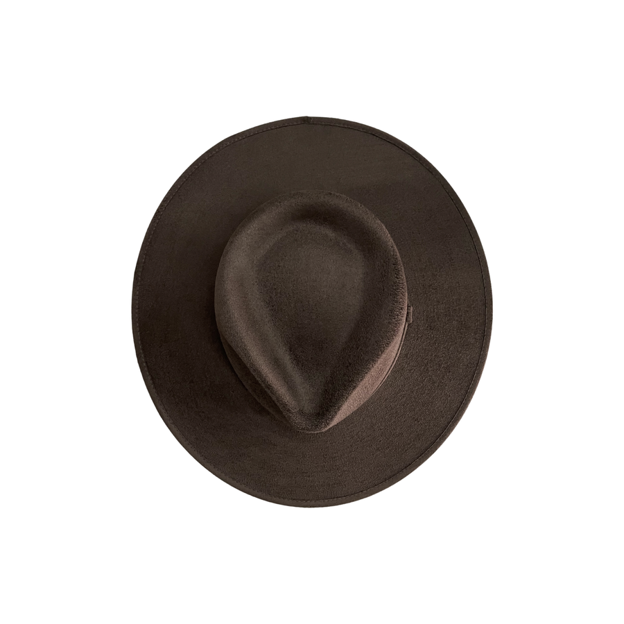 Vegan Suede Tear Drop Hat: Dark Taupe