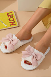 Bow Knot Decor Plush Slippers | US6-11: As shown / Standard / US9.5 (CN41)