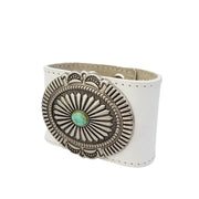 Western Concho Wide Leather Cuff Bracelet