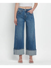 Stetson Super High Rise Baggy Wide Cuffed Ankle Jeans
