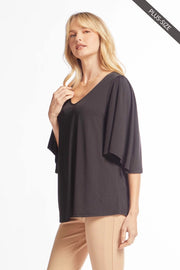 Cali Flutter Sleeve Solid Top