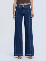 Walk The Line High Rise Front Seam Wide Leg Trouser Jeans