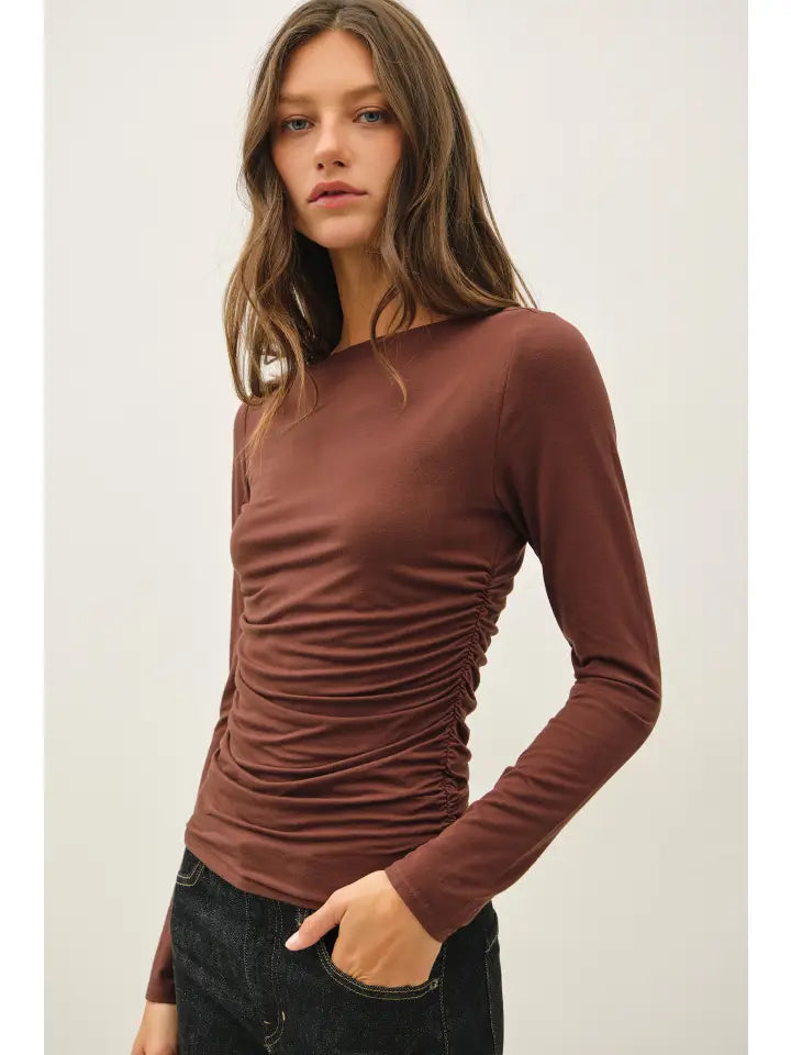 Caterina Boat Neck Long Sleeve Top