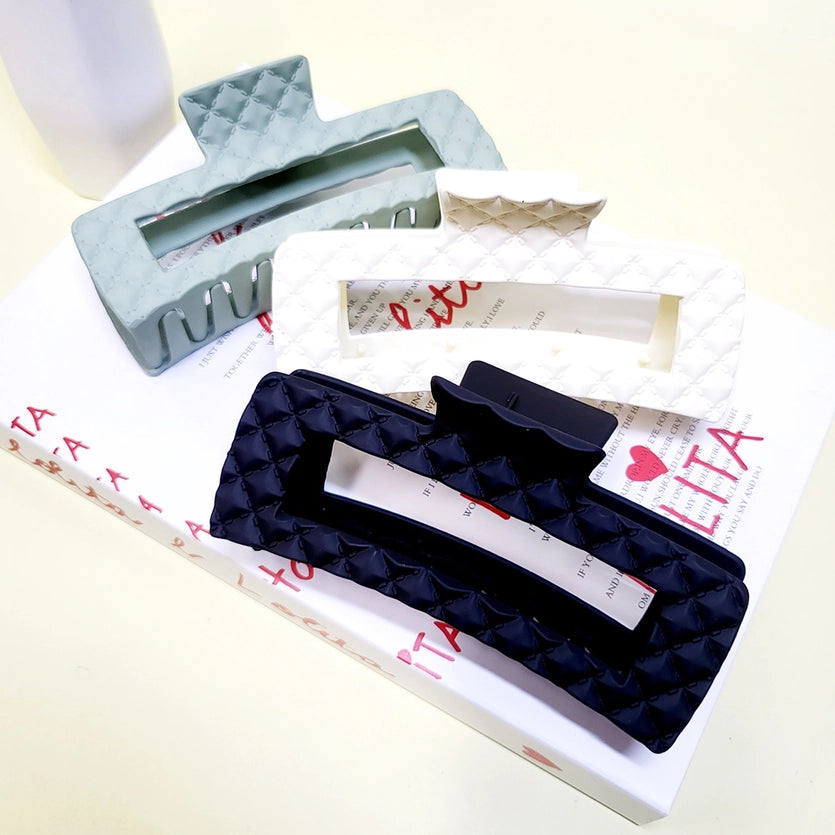 Alexandria Quilted Embossed Matte Color Hair Claw Clip