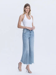 Stardom High Rise Rhinestone Wide Crop Jeans