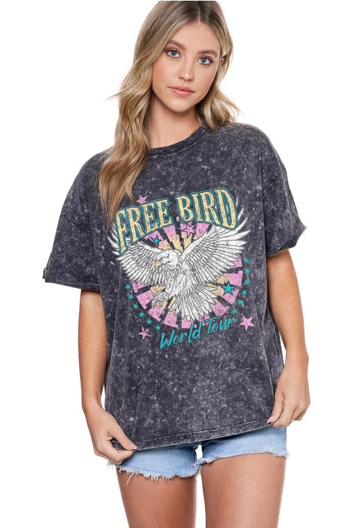 FreeBird World Tour Vintage Eagle Short Sleeve Snow Dye Tee