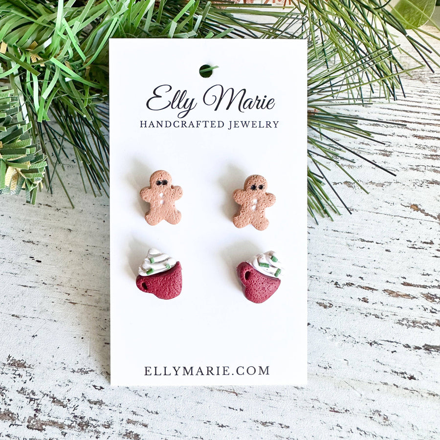 Cookies & Cocoa Clay Stud Holiday Earrings Set