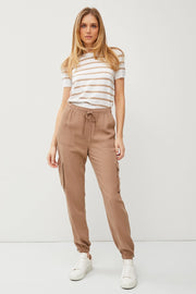 Maude Classic Tencel Drawstring/Elastic Cargo Jogger Pants