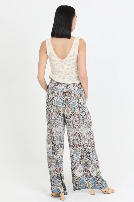 Theresa Moroccan Paisley Print Wide Leg Pant