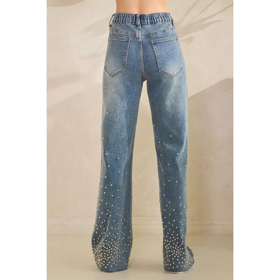 Rock On Stud Embellished Straight Leg Jeans by Oli & Hali