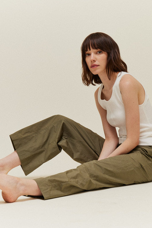 Fawn Seamed Cotton Cargo Pants