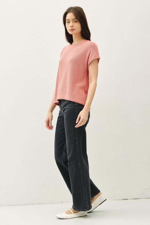 April Basic Knit Sweater Tee Top