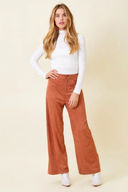 Genevieve High Rise Straight Leg Suede Pant