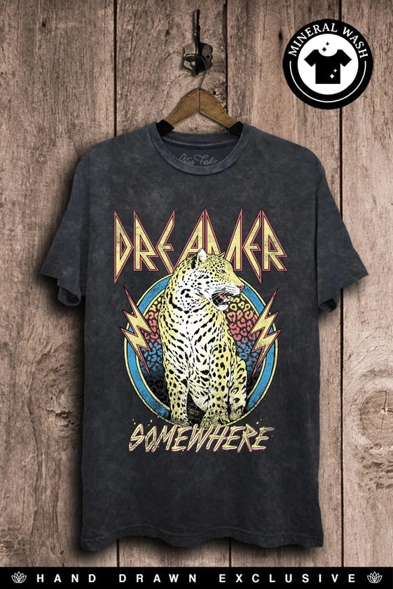 Dreamer Somewhere Leopard Graphic Tee