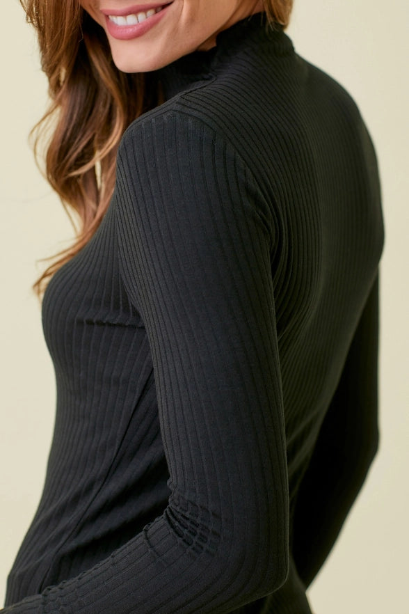 Carleigh Long Sleeve Ribbed Mock Neck Top