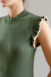 Patterson Mock Neck Ruffle Sleeve Sweater Knit Top