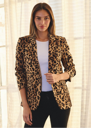 Blazing Leopards! Print Blazer with Pleated Sleeves