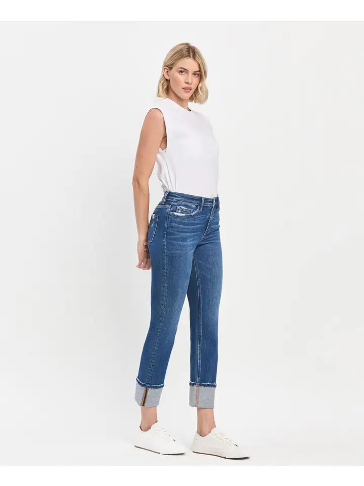 Prisoner High Rise Cuffed Slim Straight Ankle Jeans