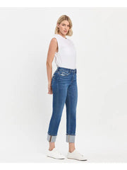Prisoner High Rise Cuffed Slim Straight Ankle Jeans